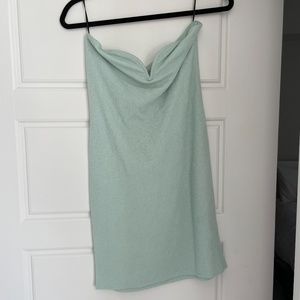 H&M Aqua V Neck Medium Strapless Dress- Never Worn